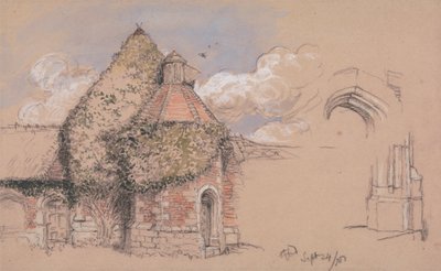 Ruinene av det gamle palasset til erkebiskopene av Canterbury i Otford, Kent, 24. september 1856 av Charles West Cope