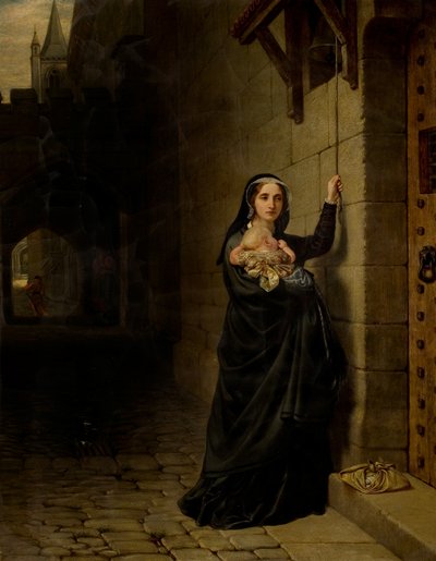The Martyrdom of Laurence Saunders i Coventry, venstre panel av triptyk av Charles West Cope