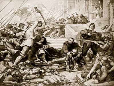 Forsvaret av Basing House, 1645, illustrasjon fra 