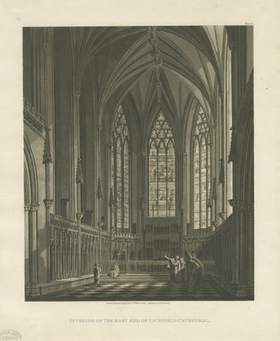 Interiør av Lichfield Cathedral - Lady Chapel: akvatintgravering, nd [c 1813] (trykk) av Charles Wild