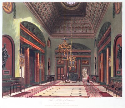 Entrance Hall, Carlton House, gravert av R. Reeve, pub. 1819 av W.H.Pyne av Charles Wild