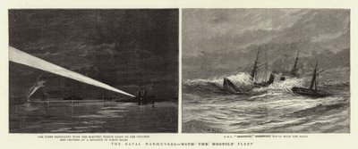 Sjømanøvrene, med den fiendtlige flåten av Charles William Wyllie