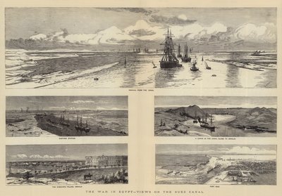 Krigen i Egypt, utsikt over Suez-kanalen av Charles William Wyllie