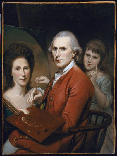 Selvportrett med Angelica og Portrait of Rachel av Charles Willson Peale