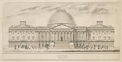 Capitol, Washington, D.C., gravert av Henry og James Stone (blomstret 1822-1849), 1826 (akvatint og linjegravering på papir) av Charles after Bulfinch