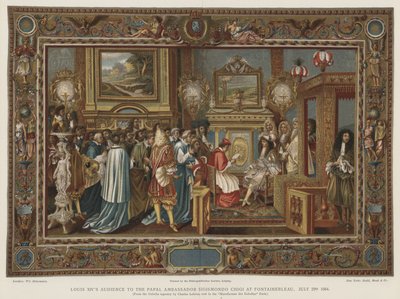 Ludvig XIVs audiens til den pavelige ambassadør Sigismondo Chigi i Fontainebleau, 29. juli 1664 av Charles after Le Brun