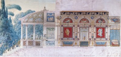 Design for en Hotel Particulier på Champs Elysees for Hortense de Beauharnais (1783-1837), Queen of Holland (wc på papir) av Charles and Fontaine Percier