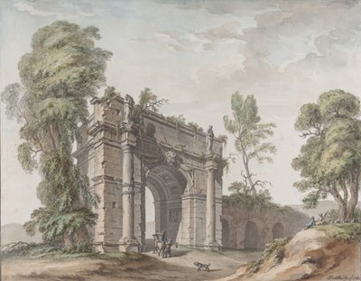 Design for en triumfbue for hagene ved Chateau d'Enghien, Belgia, 1782. av Charles de Wailly