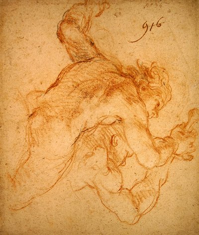 Study of Angels (rødt og svart kritt på papir) av Charles de la Fosse