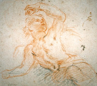 Study of Angels (rødt og svart kritt på papir) av Charles de la Fosse