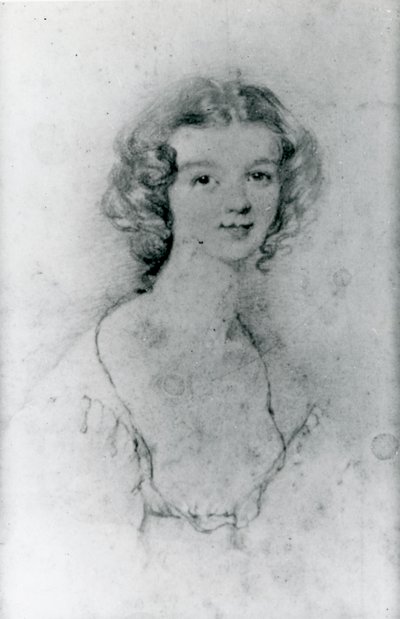 Portrett av Ellen Nussey (blyant på papir) av Charlotte Bronte