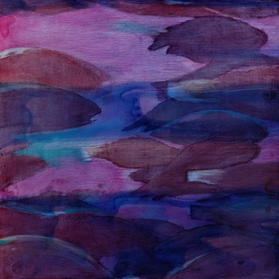 Purple Parrots VI, 2000 (olje på gesso) av Charlotte Johnstone
