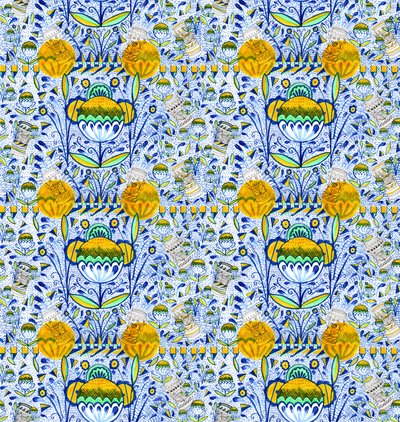 Ashmolean Museum Pattern Design, 2020 (pensel og penner) av Charlotte Orr
