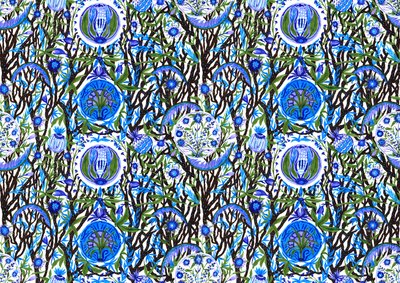 Ashmolean Museum Pattern Design #2, 2020 (pensel og penner) av Charlotte Orr