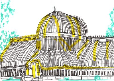 Botanic Gardens, Belfast, 2021 (penn og akrylmarkør) av Charlotte Orr