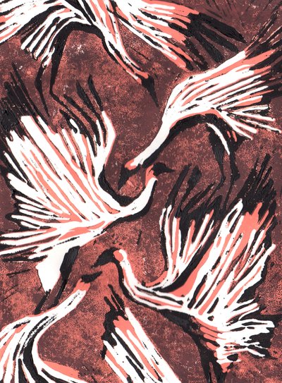 Flamingoer, 2021 av Charlotte Orr