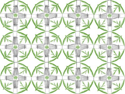 Matcha Repeat Pattern, 2018 (penn og blekk) av Charlotte Orr