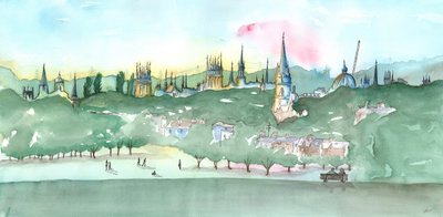 Oxford Spires , 2014 (akvarell) av Charlotte Orr