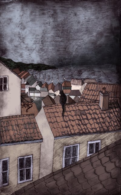 Under Milk Wood, 2013 (tørrpunkt-etsing og digital) av Charlotte Orr