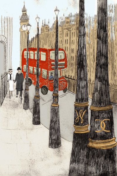 Westminster Love, 2014 (tørrpunkt-etsing og digital) av Charlotte Orr