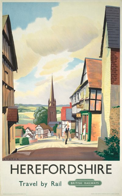 Plakat, British Railways (vestregionen). Reise med tog i Herefordshire, Ledbury av Chater Paul Chater