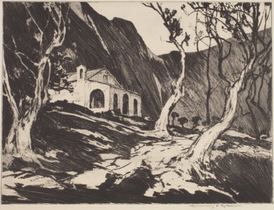 Gamle kapellet ved Gorbio (tørrpunkt) av Chauncey Foster Ryder