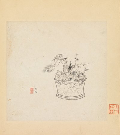 Diverse studier, ett blad datert 1619. av Chen Hongshou