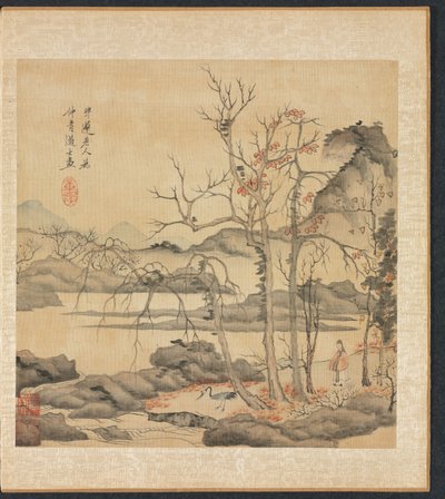 Malerier etter Ancient Masters: Daoist and Crane in Autumn Landscape av Chen Hongshou