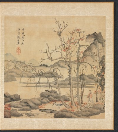 Malerier etter Ancient Masters: Daoist and Crane in Autumn Landscape, 1598-1652. av Chen Hongshou