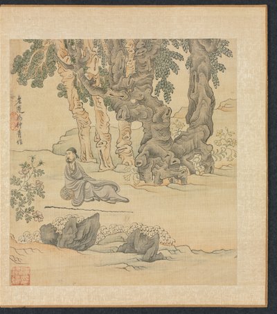 Malerier etter eldgamle mestere: Portrett av Zhongqing i et landskap, 1598-1652. av Chen Hongshou