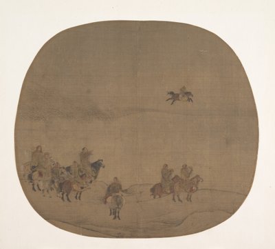 Nomader på jakt med falker, tidlig på 1200-tallet. av Chen Juzhong