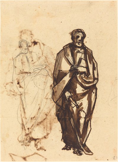 Drapert figur med stav av Cherubino Alberti