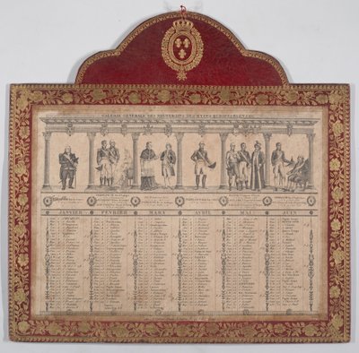 Fransk kalender for året 1816 General Gallery of the Sovereigns of European States, 1816 av Chevalier Henry Guillot