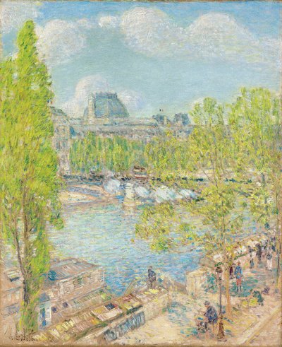 april, Quai Voltaire, Paris av Childe Frederick Hassam