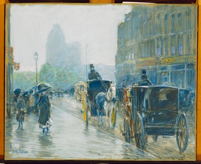 Horse Drawn Cabs, New York av Childe Frederick Hassam