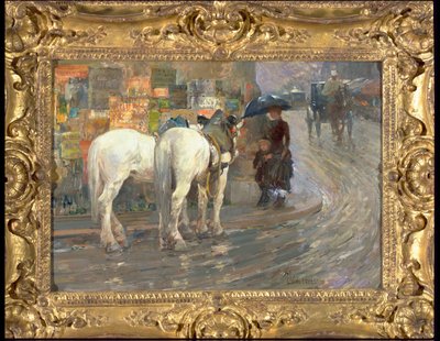 Paris Street Scene, ca. 1889 (olje på kartong) av Childe Frederick Hassam