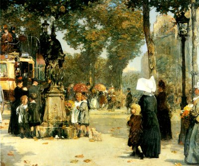 Gatescene, Paris av Childe Frederick Hassam