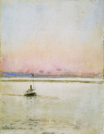 Solnedgang (akvarell på papir) av Childe Frederick Hassam