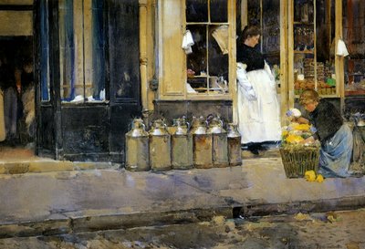 The Milk Churns, ca. 1888 (akvarell på papir) av Childe Frederick Hassam