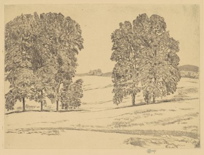 Hickories i en slåttemark av Childe Hassam