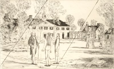 Washington på Mount Vernon (kansellert plate fra porteføljen «George Washingtons tohundreårsjubileumsopptog») av Childe Hassam
