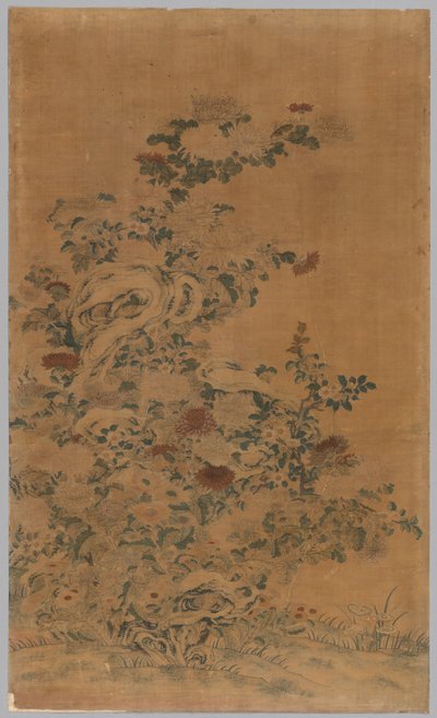 Kesi Panel: Steiner og krysantemum av China, Qing dynasty