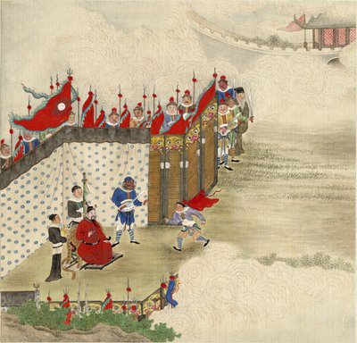Kinesisk prins som mottar kurer, ca 1820 av Chinese Master