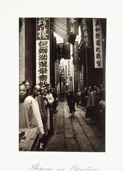 Gatescene i Canton, ca. 1870-tallet (albumtrykk) av Chinese Photographer