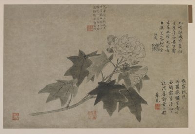 En gren av trepion, muligens Qing-dynastiet (blekk på papir) av Chinese School