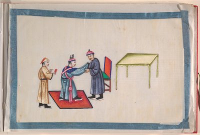 Album, sent på 1800-tallet (album med tolv blader; blekk og farge på margpapir, innbundet i rød damask) av Chinese School