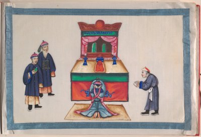 Album, sent på 1800-tallet (album med tolv blader; blekk og farge på margpapir, innbundet i rød damask) av Chinese School