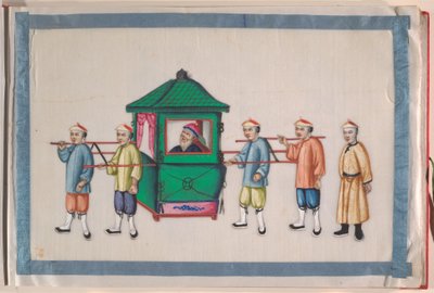 Album, sent på 1800-tallet (album med tolv blader; blekk og farge på margpapir, innbundet i rød damask) av Chinese School