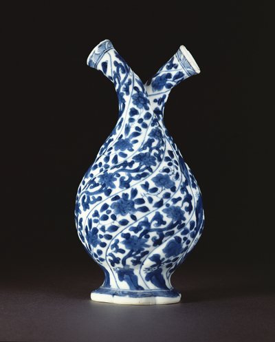 Blå og hvit dobbelflaske i europeisk glassform, Kangxi-periode (1662-1722) (porselen) av Chinese School