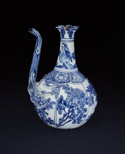Blå og hvit kraak granateple øl malt med fugler og blomster, Wanli, 1580-1600 (porselen) av Chinese School